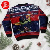 St Louis Cardinals Baby Yoda Baseball Holiday Ugly Christmas Sweater Back - TeeUgly