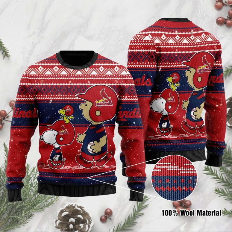 St. Louis Cardinals Snoopy Baseball Holiday Ugly Christmas Sweater