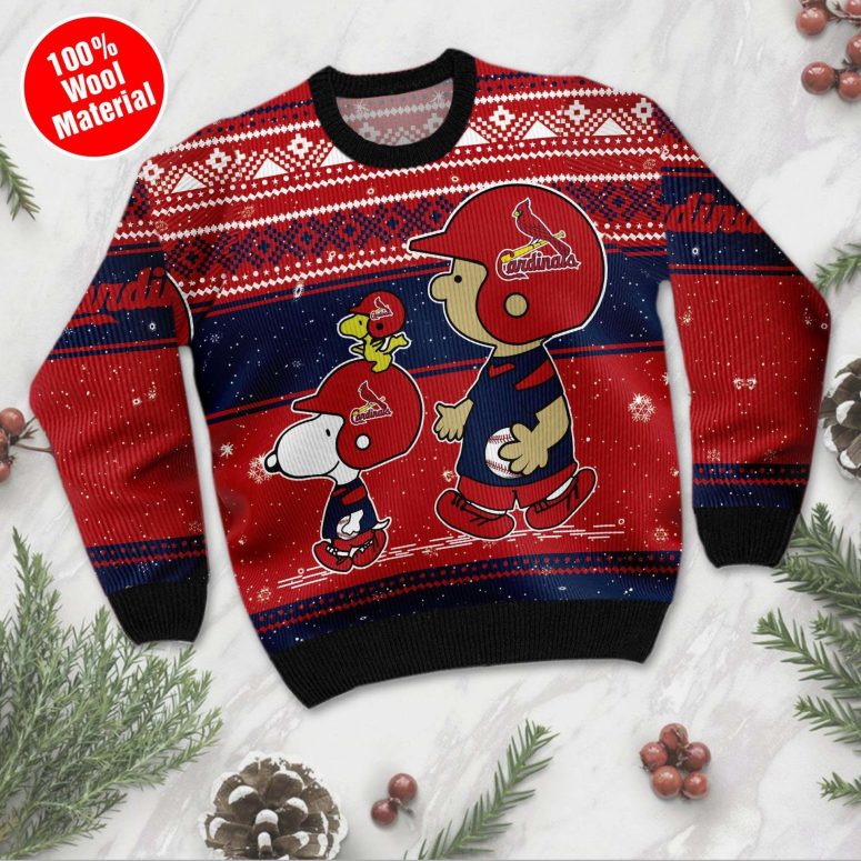 St. Louis Cardinals Snoopy Baseball Holiday Ugly Christmas Sweater