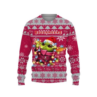 Tampa Bay Buccaneers Baby Yoda Holiday Lights Ugly Christmas Sweater