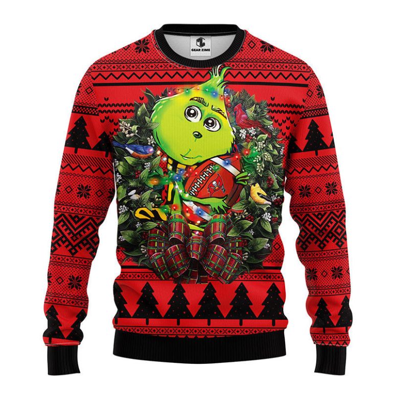 Tampa Bay Buccaneers Grinch Hug Ugly Christmas Sweater