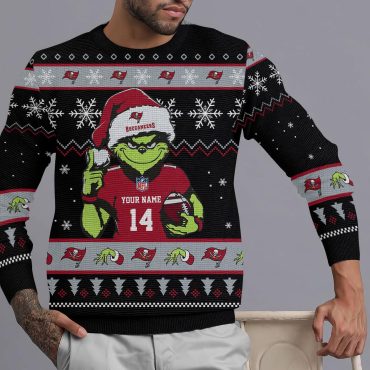 Tampa Bay Buccaneers Grinch Santa Football Ugly Christmas Sweater
