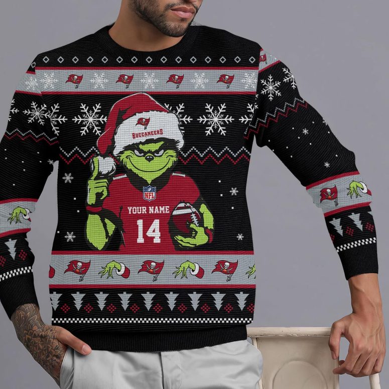 Tampa Bay Buccaneers Grinch Santa Football Ugly Christmas Sweater