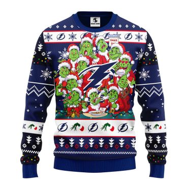 Tampa Bay Lightning 12 Grinch Xmas Day Ugly Christmas Sweater