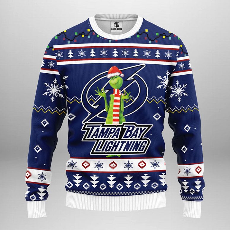 Tampa Bay Lightning Funny Grinch Ugly Christmas Sweater