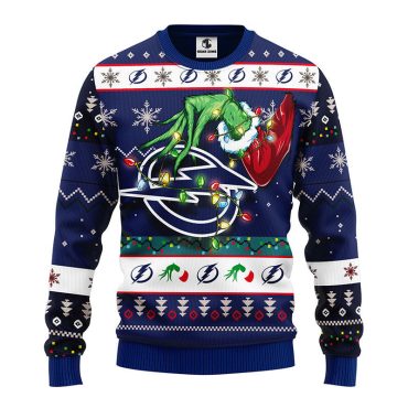 Tampa Bay Lightning Grinch Hand Ugly Christmas Sweater