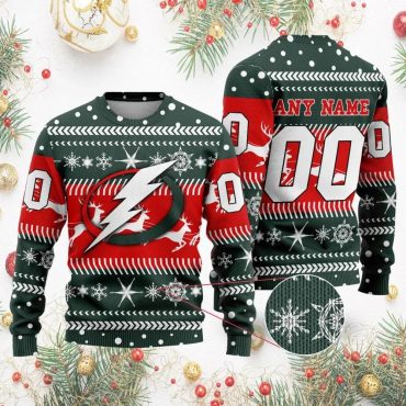 Tampa Bay Lightning Personalized Name & Number Ugly Christmas Sweater