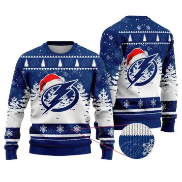 Tampa Bay Lightning Santa Hat Ugly Christmas Sweater