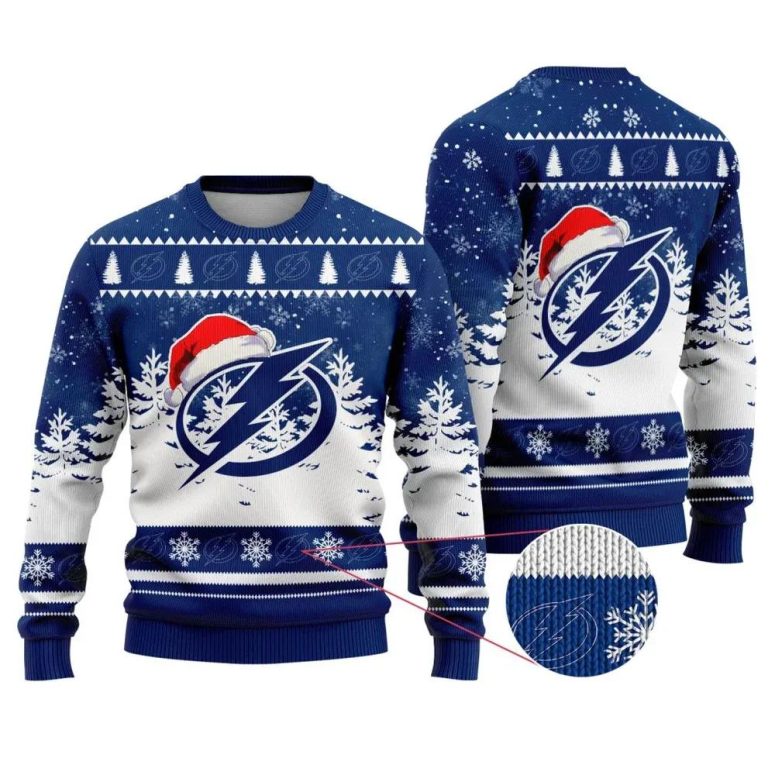Tampa Bay Lightning Santa Hat Ugly Christmas Sweater