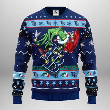 Tampa Bay Rays Grinch Hand Ugly Christmas Sweater