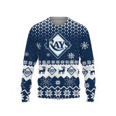 Tampa Bay Rays Snowflakes and Reindeer Holiday Ugly Christmas Sweater