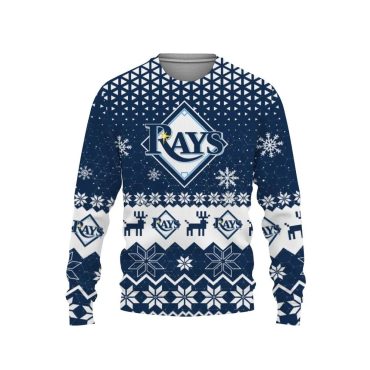 Tampa Bay Rays Snowflakes and Reindeer Holiday Ugly Christmas Sweater