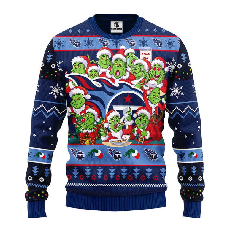 Tennessee Titans 12 Grinch Xmas Day Ugly Christmas Sweater