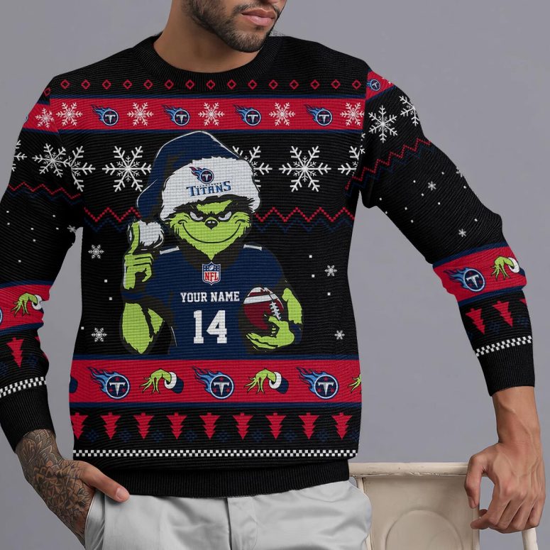 Tennessee Titans Grinch Football Snowfall Ugly Christmas Sweater