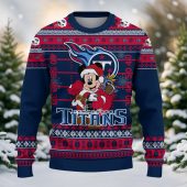 Tennessee Titans Mickey Mouse Santa Ugly Christmas Sweater Front - TeeUgly