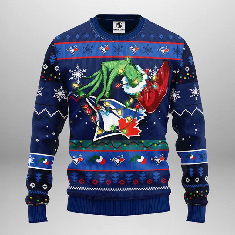 Toronto Blue Jays Grinch Hand Ugly Christmas Sweater