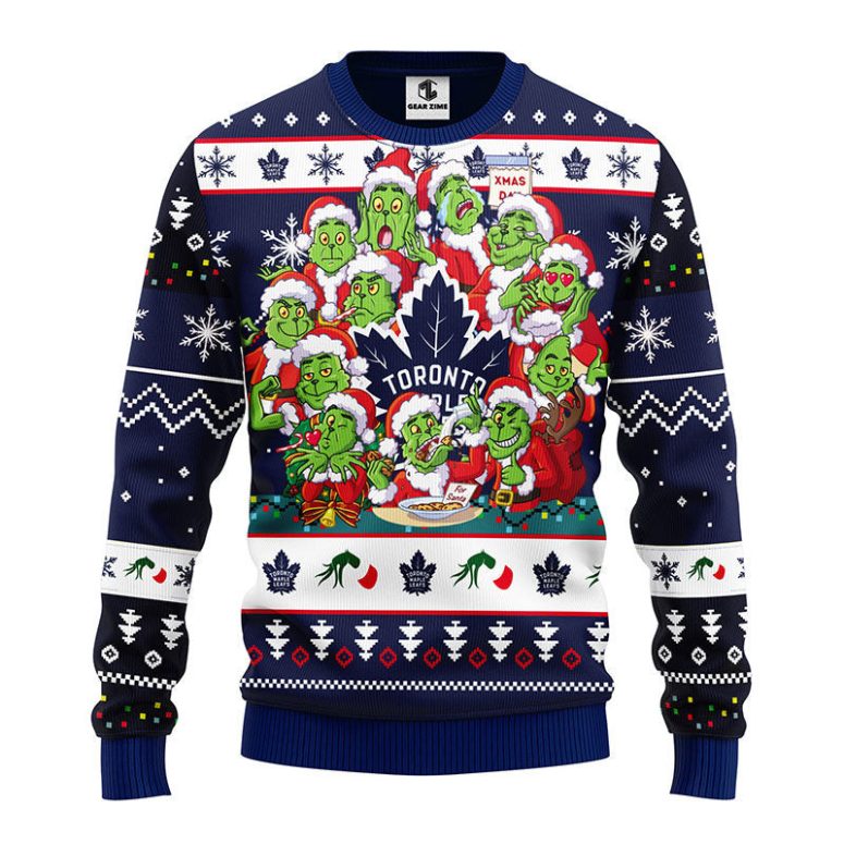 Toronto Maple Leafs 12 Grinch Xmas Day Ugly Christmas Sweater