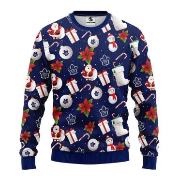 Toronto Maple Leafs Santa Claus Snowman Ugly Christmas Sweater