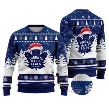 Toronto Maple Leafs Santa Hat Ugly Christmas Sweater