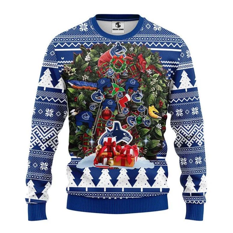 Vancouver Canucks Big Tree Christmas Ugly Sweater