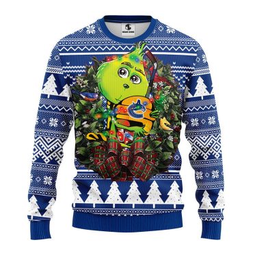 Vancouver Canucks Grinch Hug Ugly Christmas Sweater
