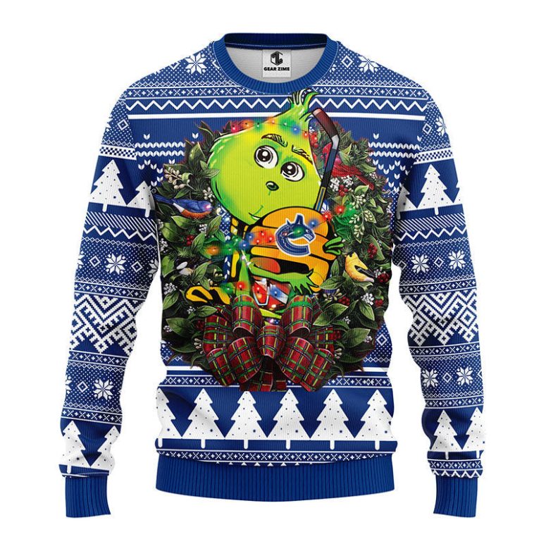 Vancouver Canucks Grinch Hug Ugly Christmas Sweater