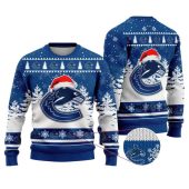 Vancouver Canucks Santa Hat Ugly Christmas Sweater