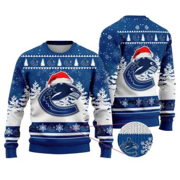 Vancouver Canucks Santa Hat Ugly Christmas Sweater