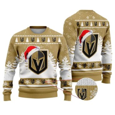 Vegas Golden Knights Santa Hat Ugly Christmas Sweater