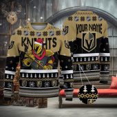 Vegas Golden Mascot Fiery Skates Ugly Christmas Sweater