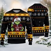 Washington Commanders Grinch Football Snowfall Ugly Christmas Sweater - TeeUgly