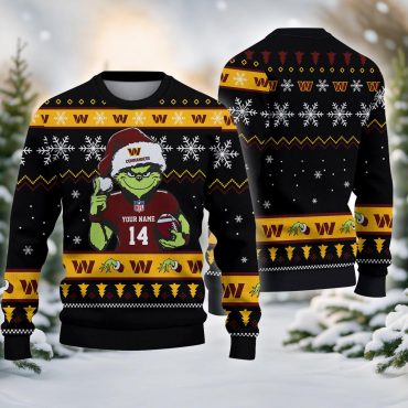 Washington Commanders Grinch Football Snowfall Ugly Christmas Sweater