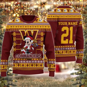Washington Commanders Mickey Mouse Santa Ugly Christmas Sweater