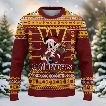 Washington Commanders Mickey Mouse Santa Ugly Christmas Sweater