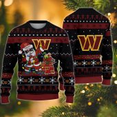 Washington Commanders Santa Claus Ugly Christmas Sweater - TeeUgly