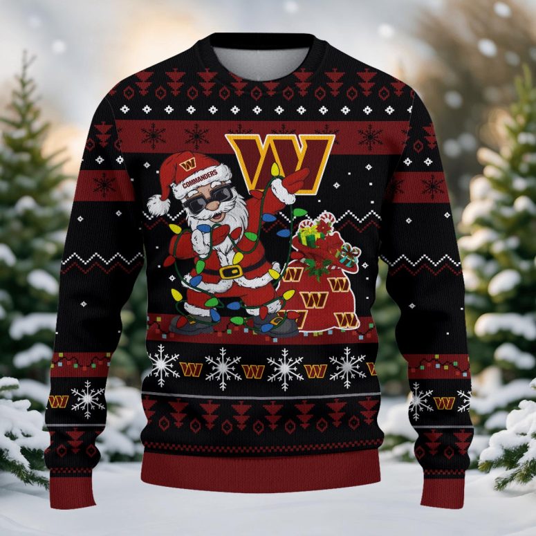 Washington Commanders Santa Claus Ugly Christmas Sweater