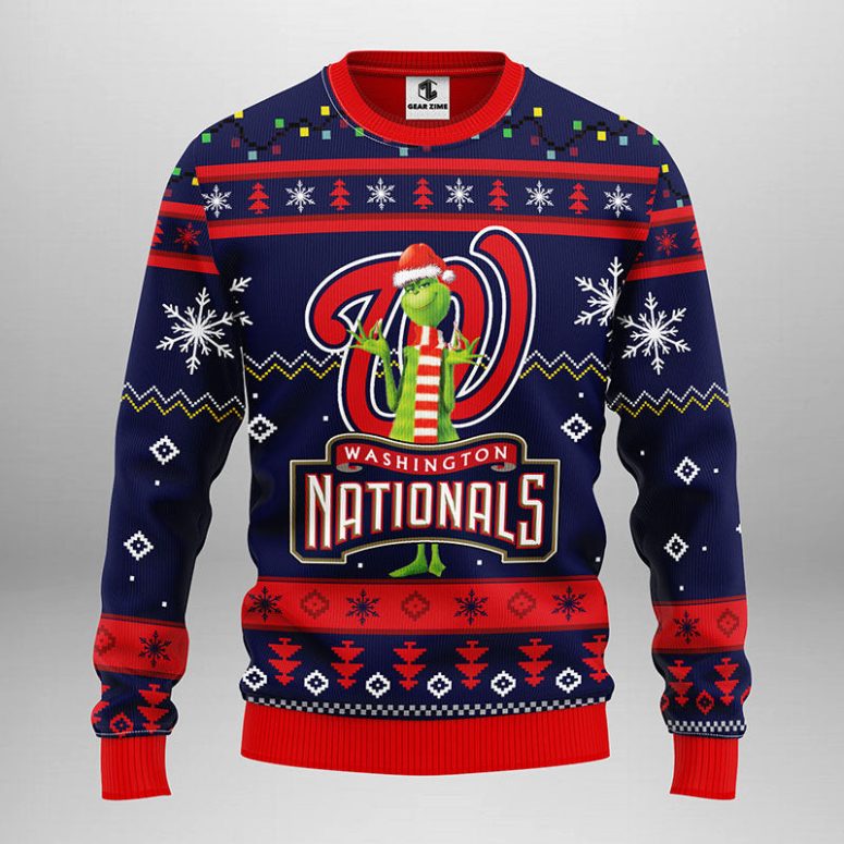 Washington Nationals Funny Grinch Ugly Christmas Sweater